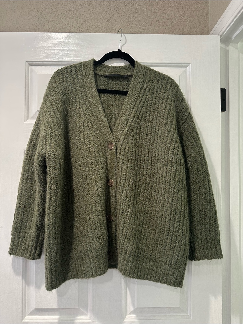 Jenni Kayne Cocoon Cardigan Olive Green Alpaca Wool Blend Size S